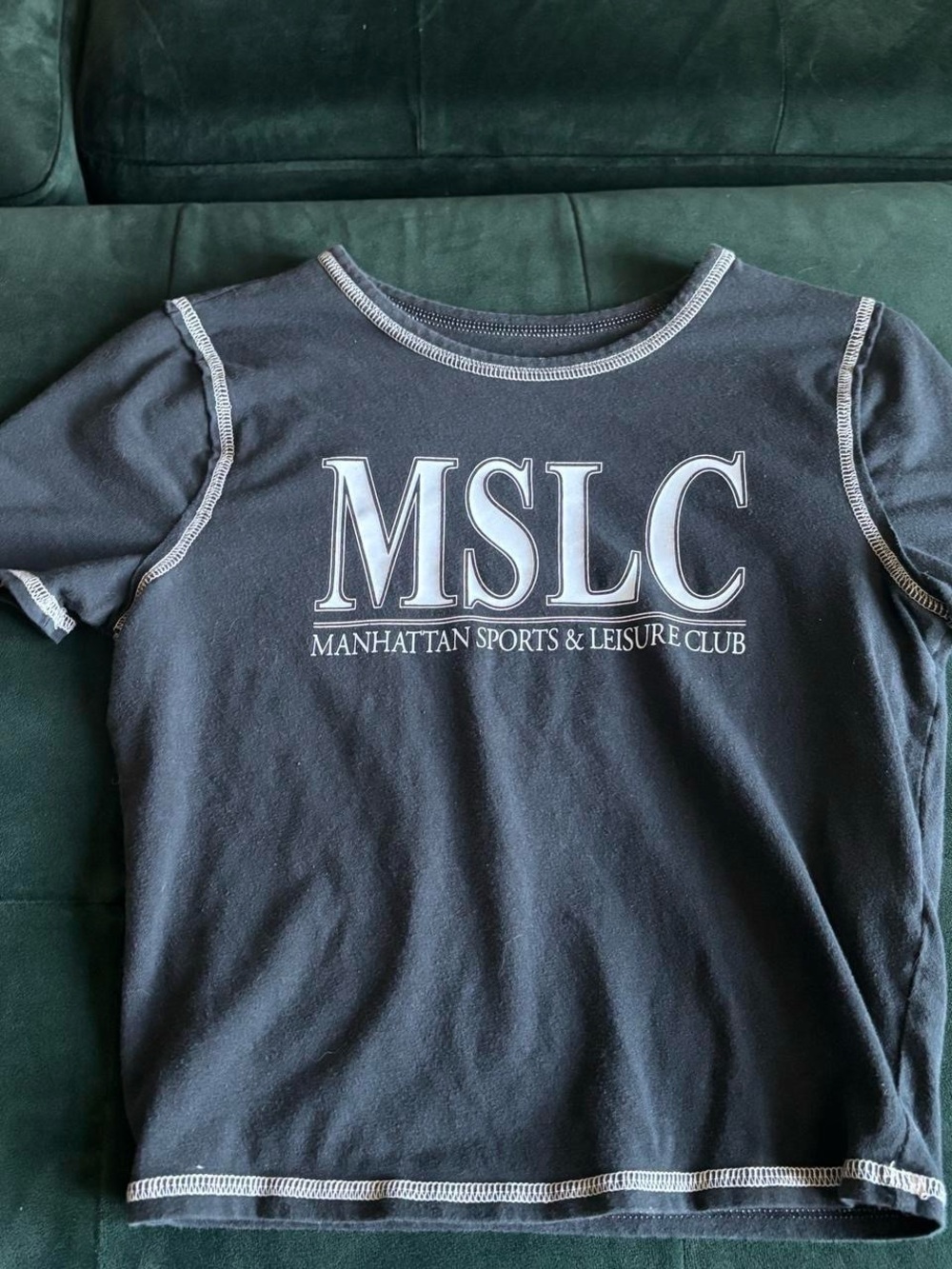 MSLC Manhattan Sports & Leisure Club Black Graphic Tee - Baby Tee